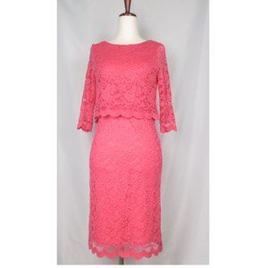 Wallis Petites Coral Hot Pink Lace Dress - Size 8 Petite (UK 12 Petite)